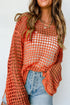 Open Knit Crochet Bell Sleeve Tunic Sweater